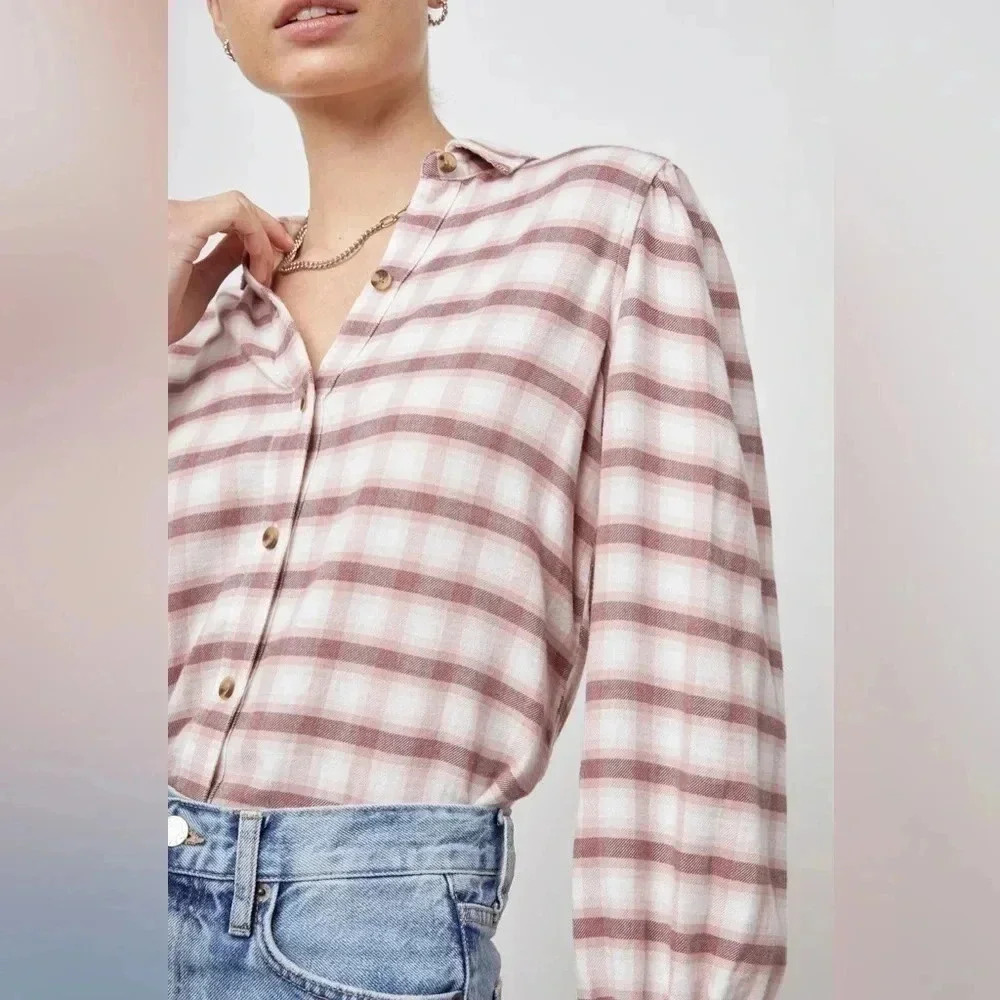 Rails Angelica Shirt Mauve Rose Iron Button Down Long Sleeve Size XS